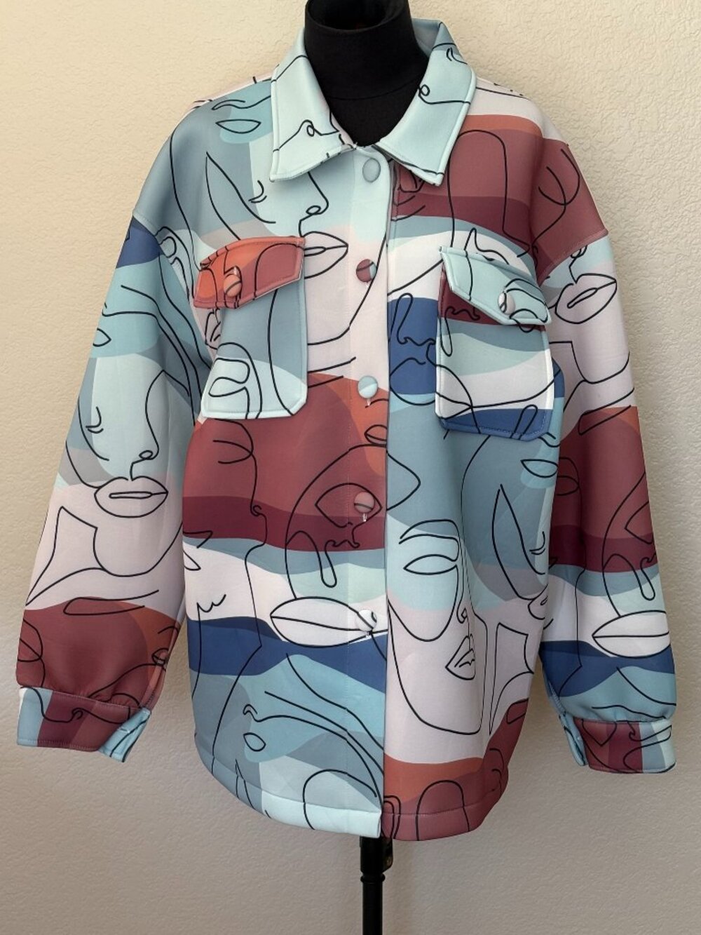 AKIRA NWT Size L Abstract Multicolor Statement Jacket
